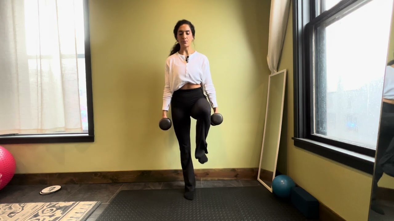Standing March with Dumbells