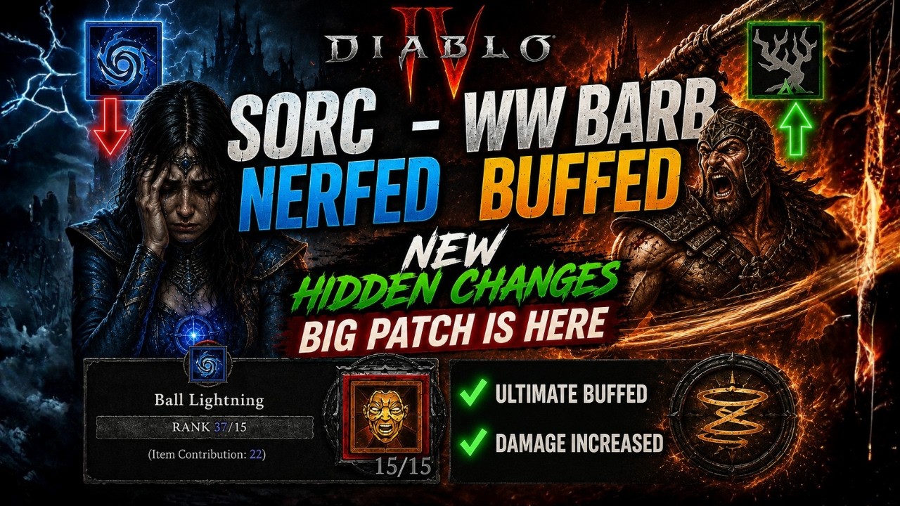 SORC NERFED WHIRLWIND BARB BUFF NEW HIDDEN CHANGES BIG PATCH IS HERE