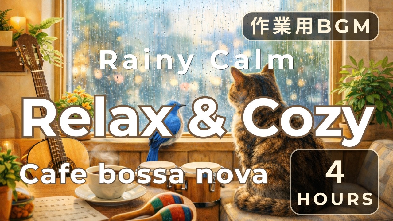 Rainy Calm Bossa Nova – 4 Hours for Study, Work & Relax ☔☕