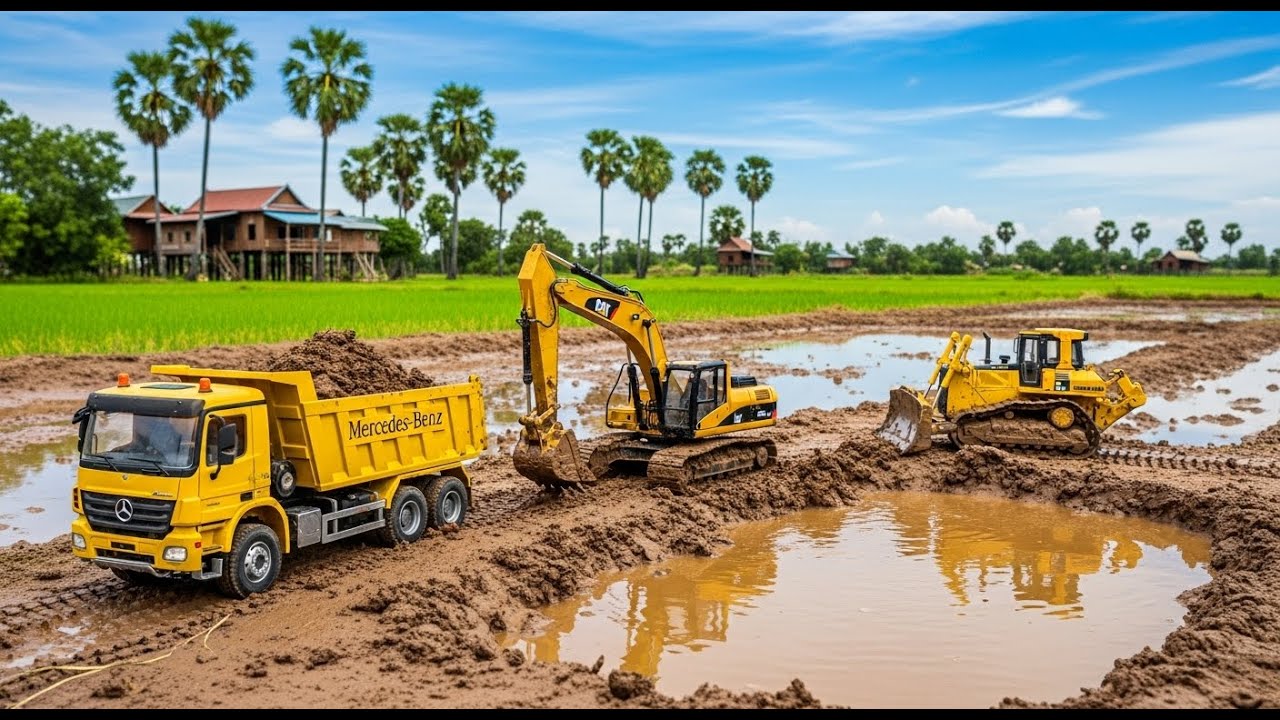 RC Excavator Digging River in Countryside | Realistic RC Construction Project.