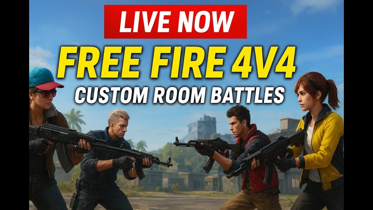 🔥 Free Fire Live | 4v4 Custom Room | Intense Battles & Booyah Show 🔥