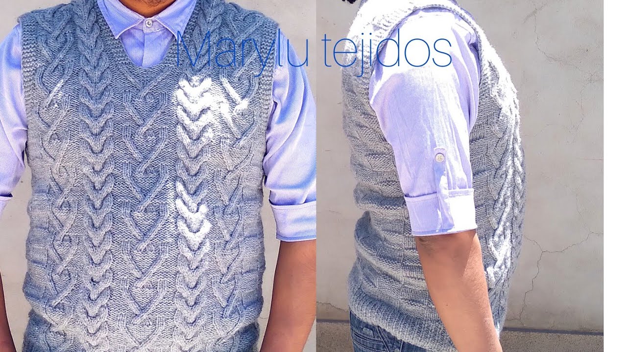#TejiendoconMarylu suéter o chaleco para hombre tejido a dos agujas      mens knitted sweater