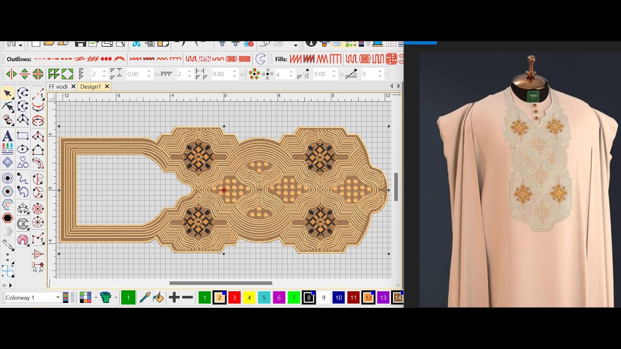 HOW TO DESIGN MONOGRAM COMPLEX-LINES AGBADA (EASY PATTERN)- Part1 #fashion #embroidery #design