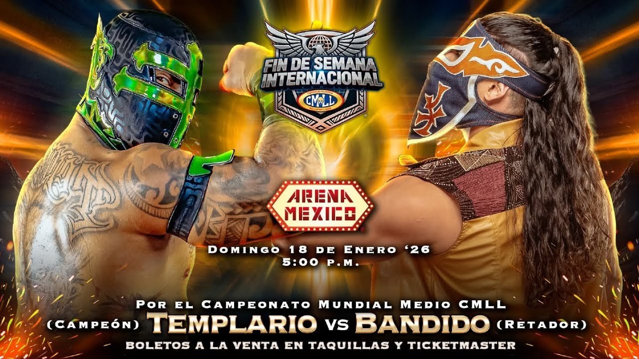 Templario (c) vs Bandido (r) CAMPEONATO MUNDIAL MEDIO CMLL/ARENA MÉXICO 