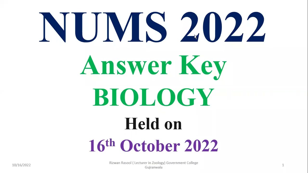 NUMS Biology 2022 16th October, #answerkey , #nums_test_2022