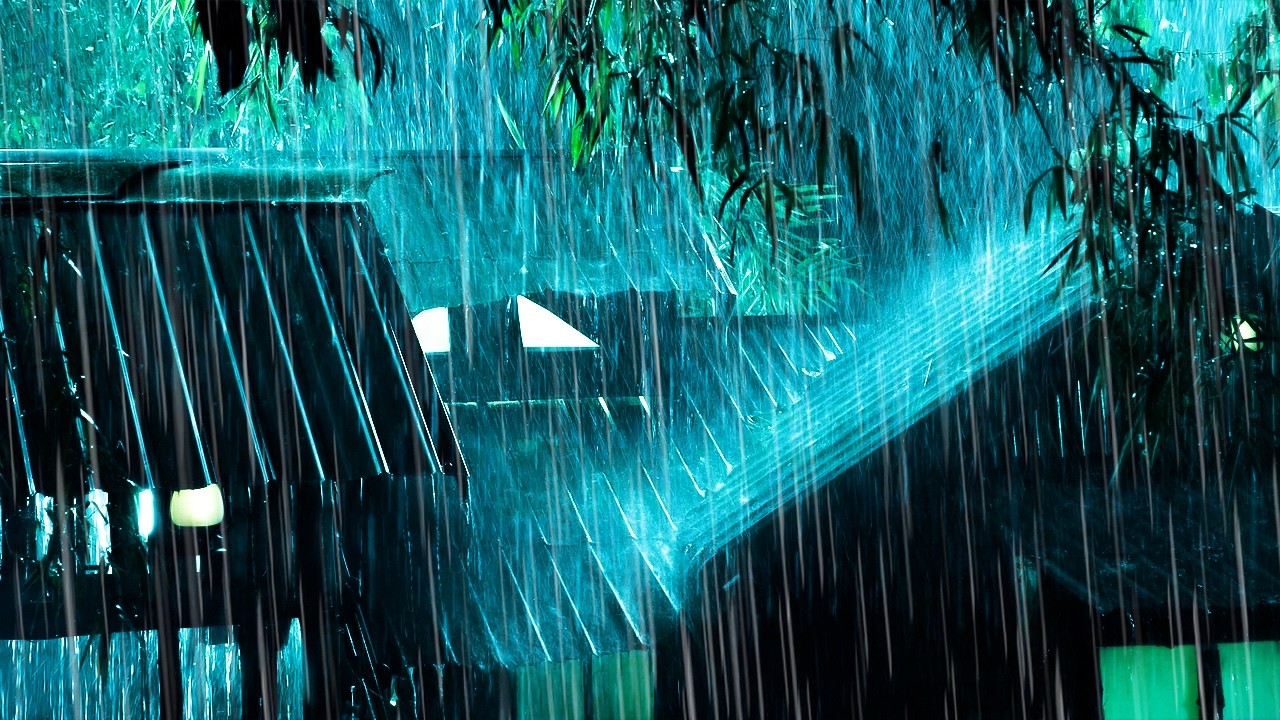 Dark Night Thunderstorm with Heavy Rain for Insomnia and Stress Relief