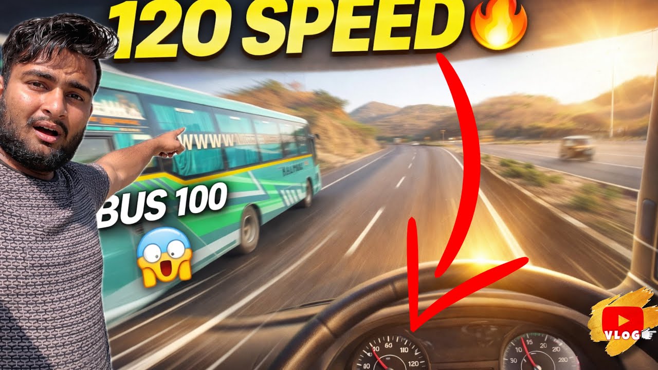 👉 120 SPEED માં બસને ઓવરટેક 😱 | Truck Driver Real Life Vlog | Highway Overtake 100 vs 120