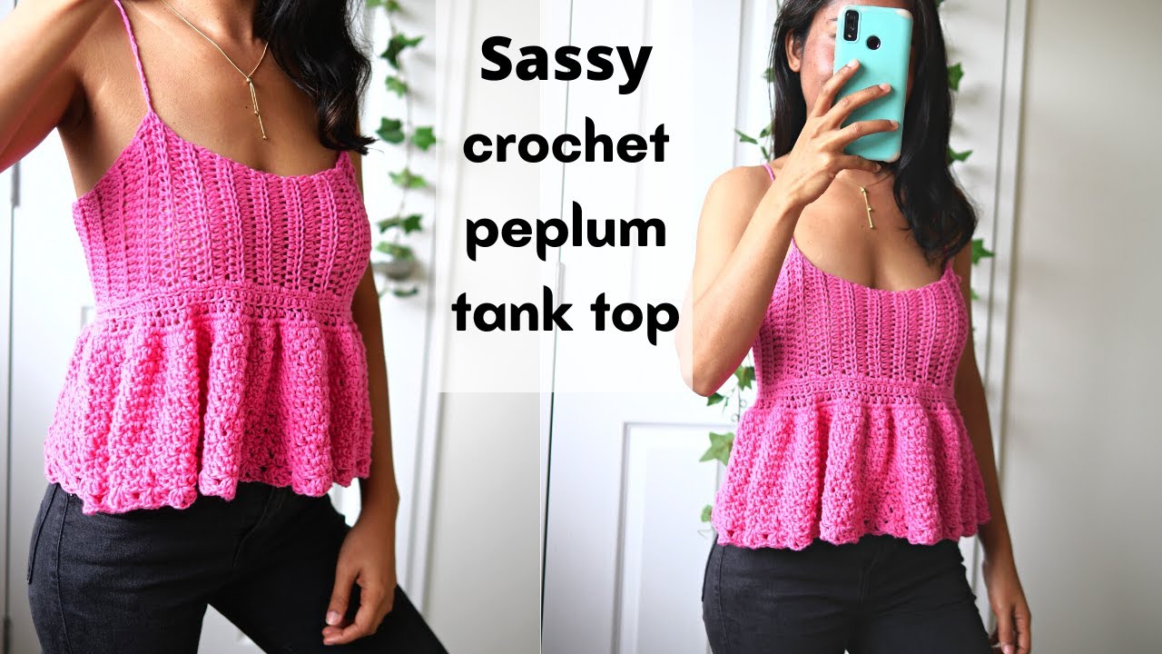 Sassy crochet peplum tank top in any size.