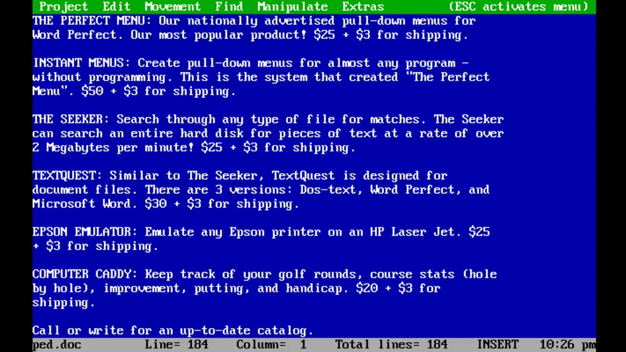 MS DOS Word Processors