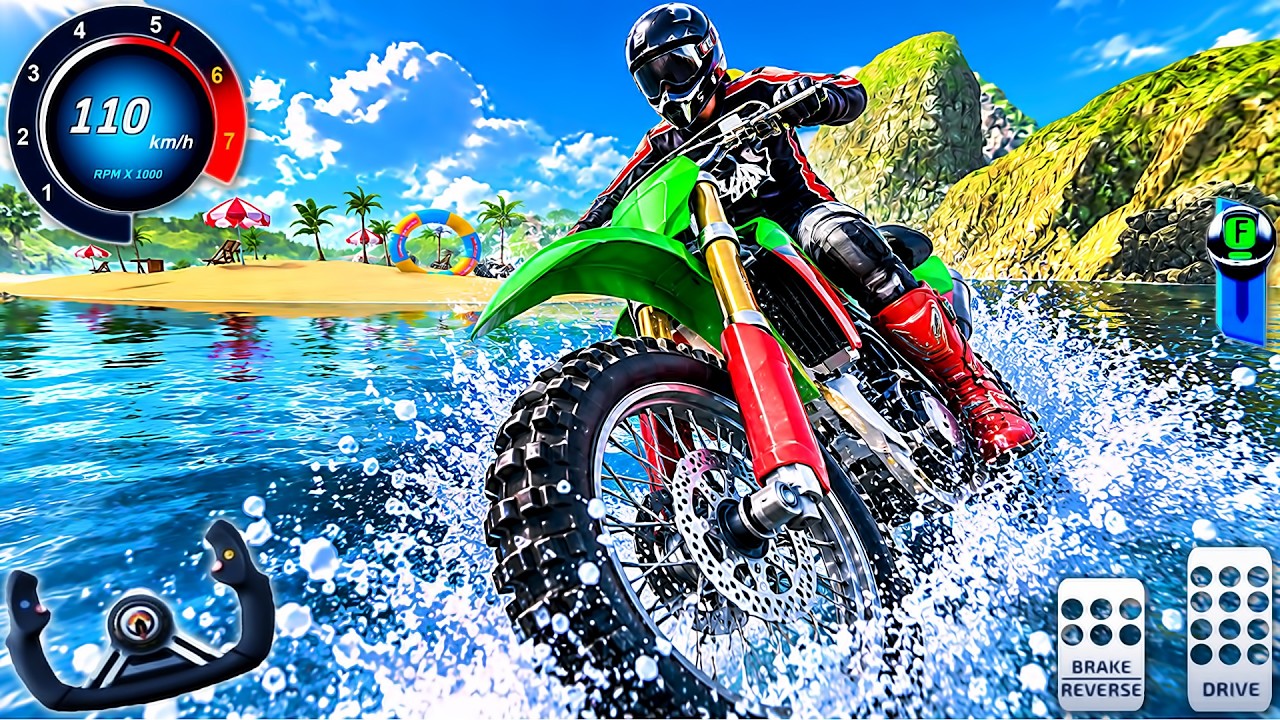 Surfer Bike Racing Water 3D - Floating Drive Motocross Simulator - Android GamePlay