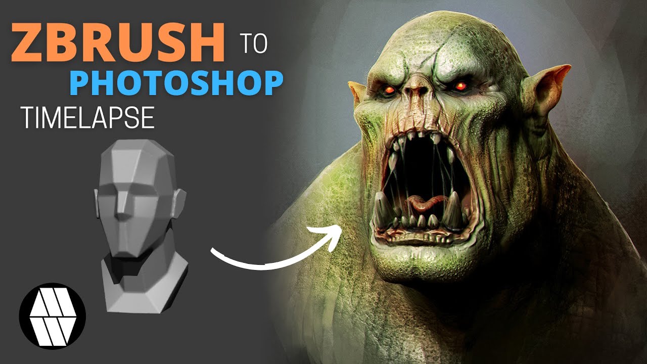 ZBrush to Photoshop Timelapse - Orc bust concept
