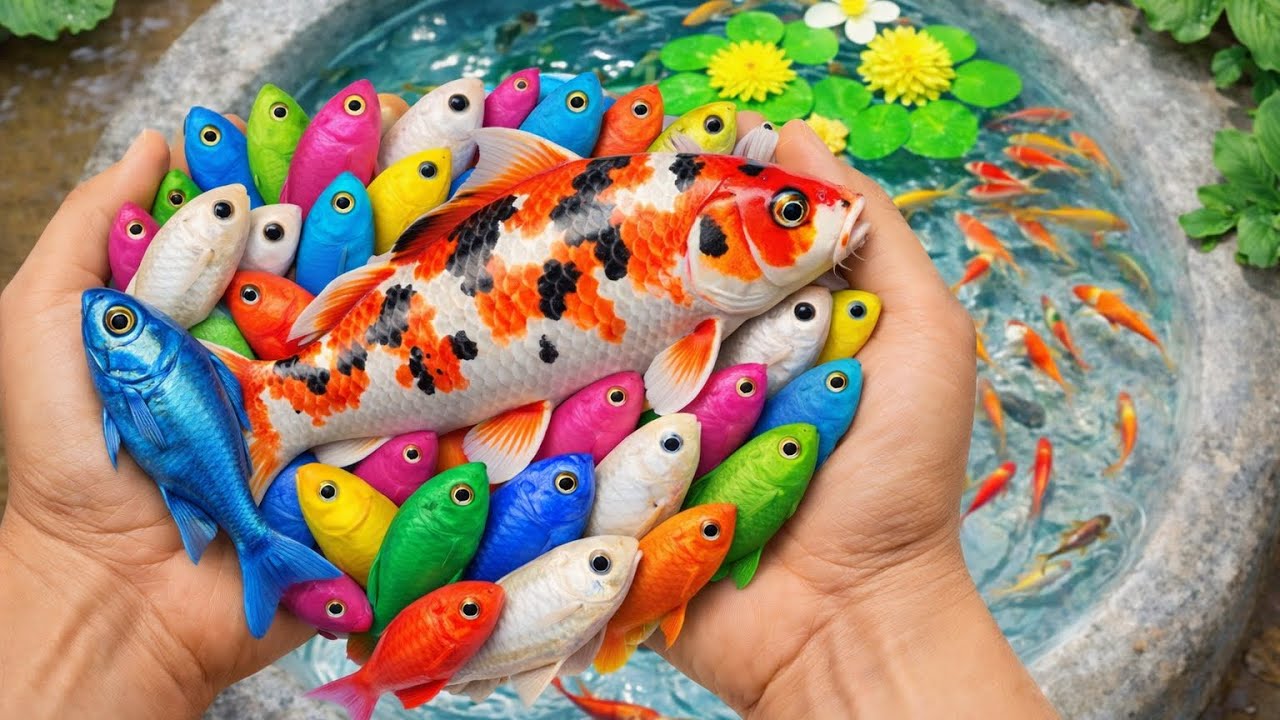 Amazing catch aquarium fish in muddy pond/koi/Betta/Fish#fishing#fish 