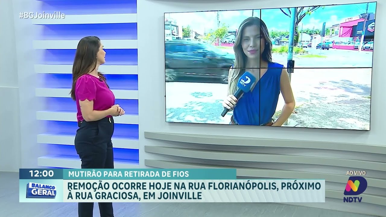 Mutirão retira fios inutilizados na zona Sul de Joinville nesta terça