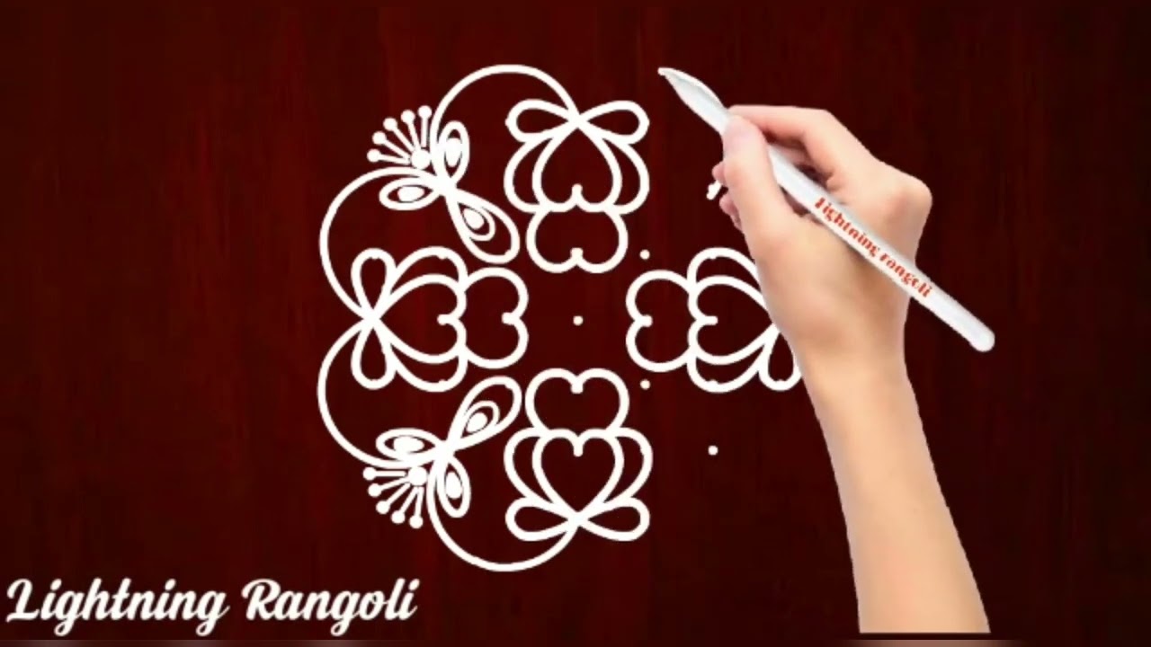 Easy and simple rangoli with dots | Lightning rangoli