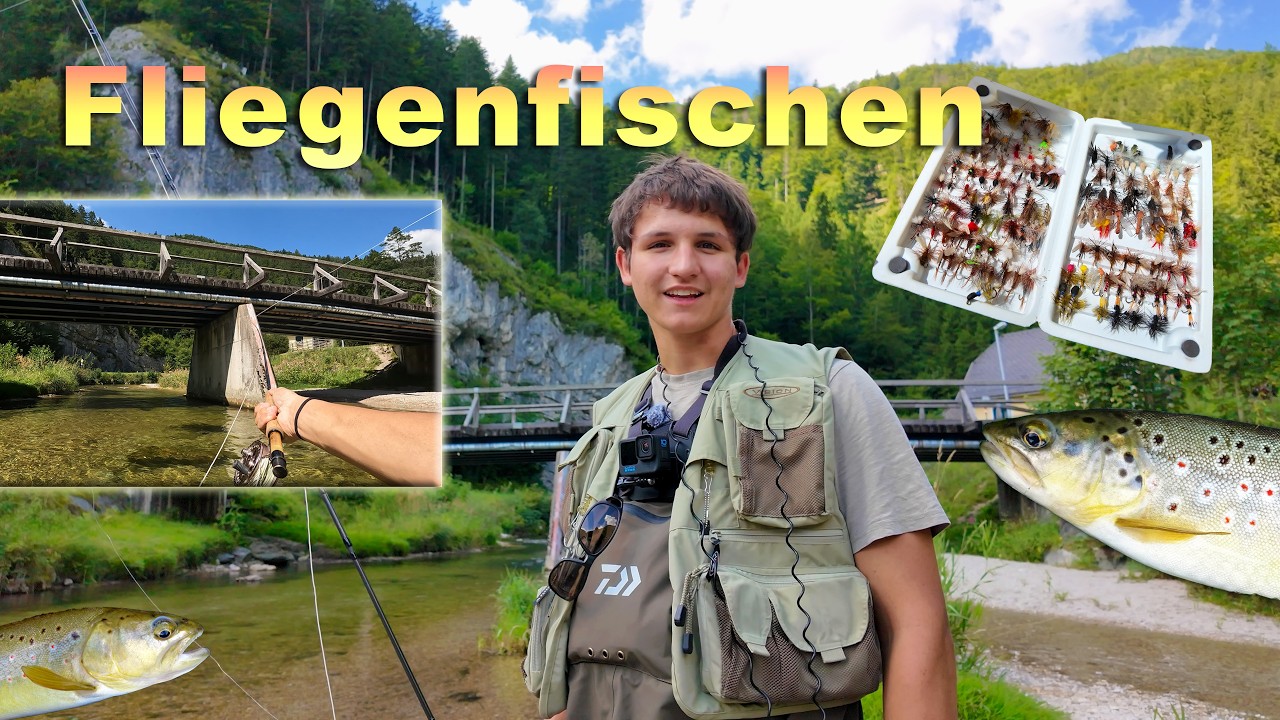Fliegenfischen am Fluss - Angeln auf Forellen + Fliegenfischen Ausrüstung für Anfänger