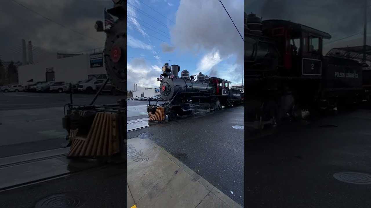 Oregon Rail Heritage Center's Holiday Steam Train Street Crossing Polson Logging Co Engine #2