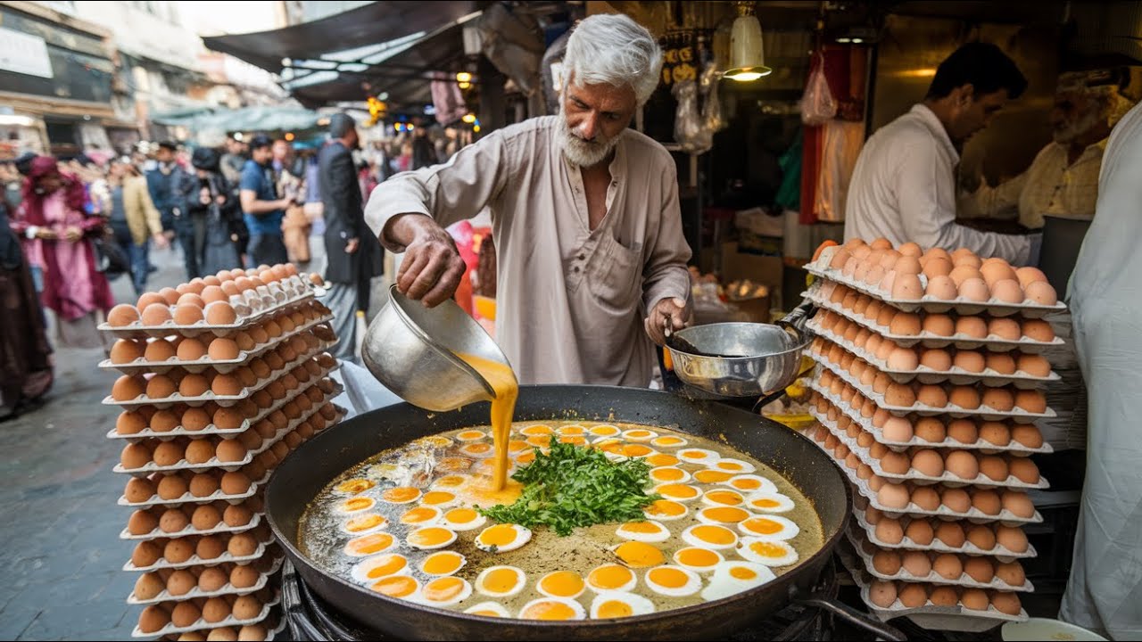PAKISTANI HARDWORKING 50 YEAR'S OLD MAN SELLING ANDA TIKKI ON THE ROADSIDE | PAKISTAN STREET FOOD