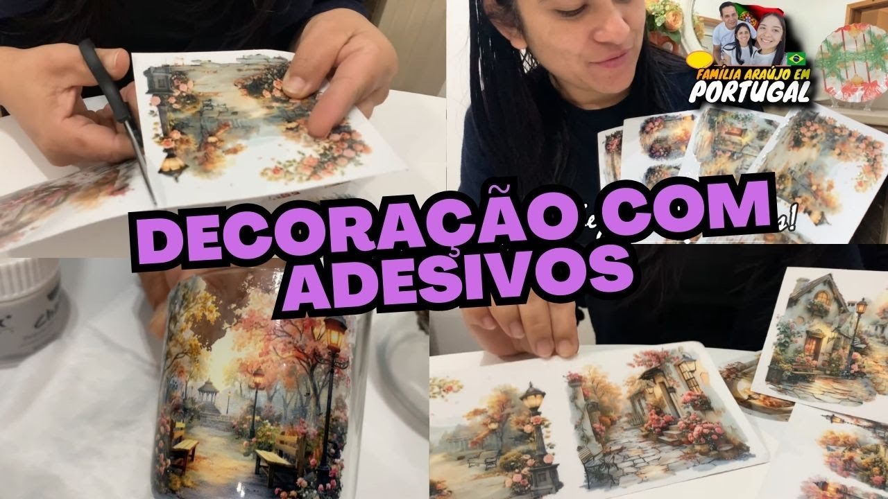DIY - DECORANDO VIDRO COM LINDOS ADESIVOS DA TEMU | COMO COLAR ADESIVO EM VIDRO PASSO A PASSO