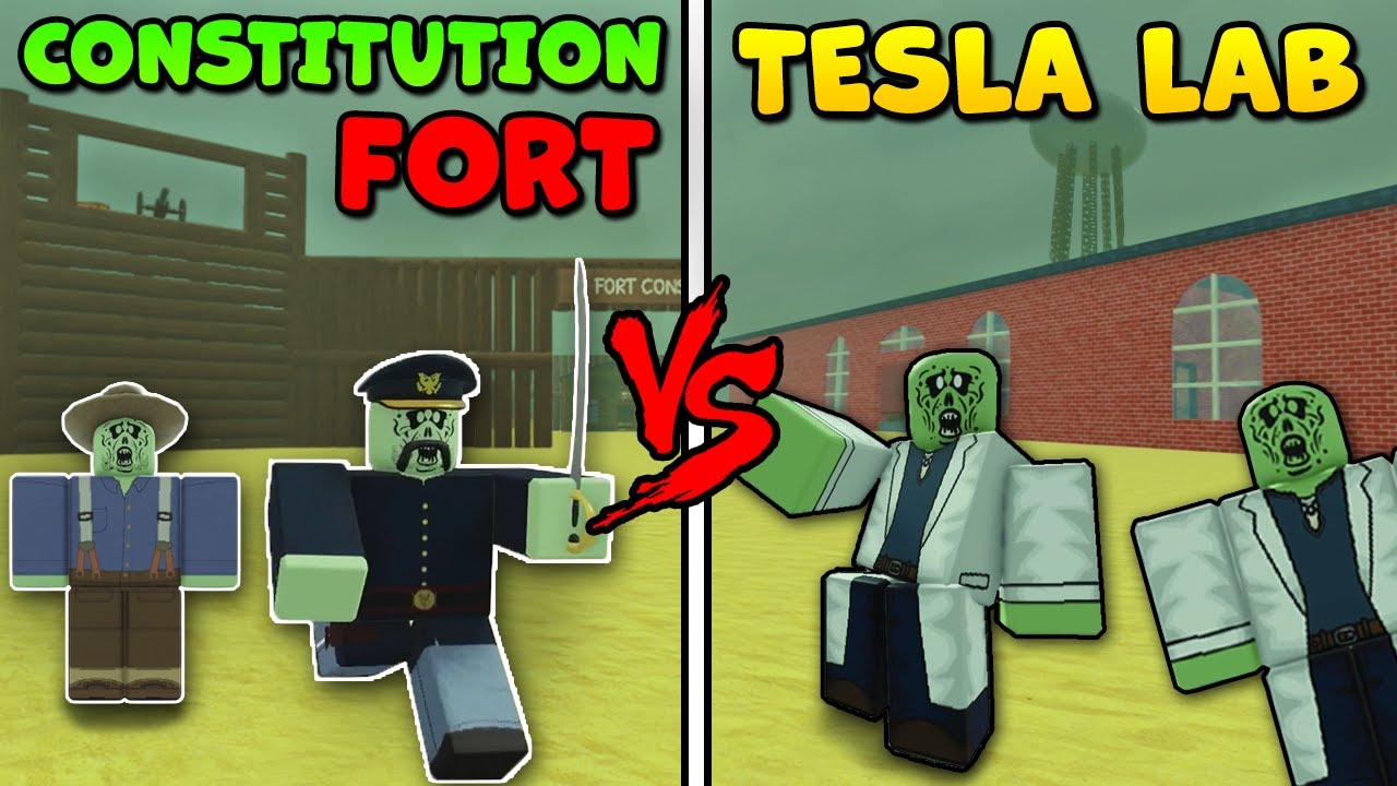 Dead Rails | Roblox | Captain Prescott and Zombies from Fort Constitution vs Tesla Lab