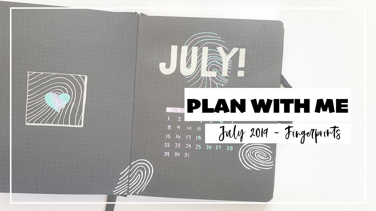 July 2019 Plan With Me - Fingerprint Theme in the Blackout Bullet Journal
