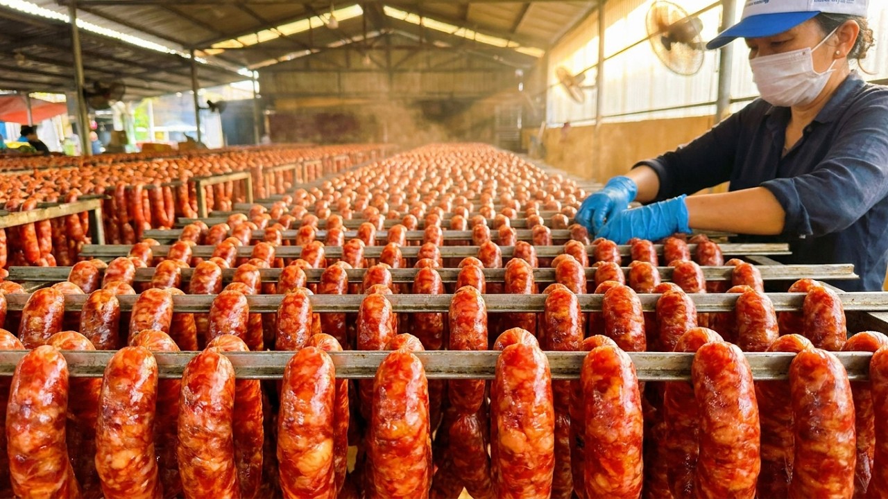 Amazing! Traditional Sausage Making: 50KG Fresh Meat - Asian Street Food