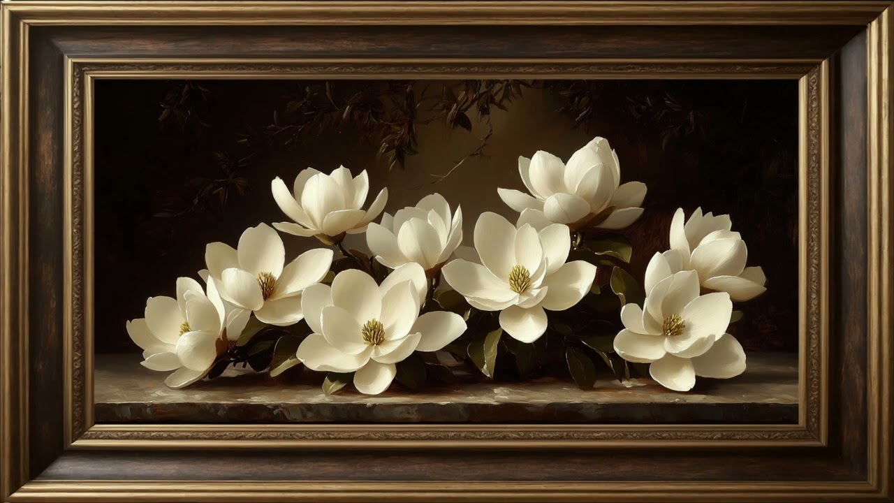 Serene Magnolia Flowers | 4K Digital Art for Spa & Home Decor