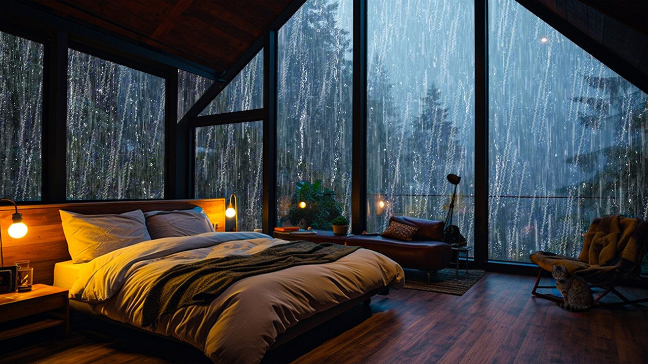 No Ads, Rain Sounds For Sleeping 🌧️ Stress Relief & Calm Mind with Soothing Rain & Cozy Fireplace