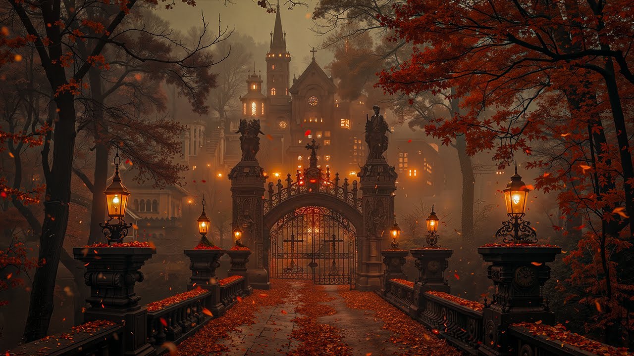 The Forgotten Castle in Autumn | Moody Piano & Rain Sound | Dark Academia Music for Quiet Reflection