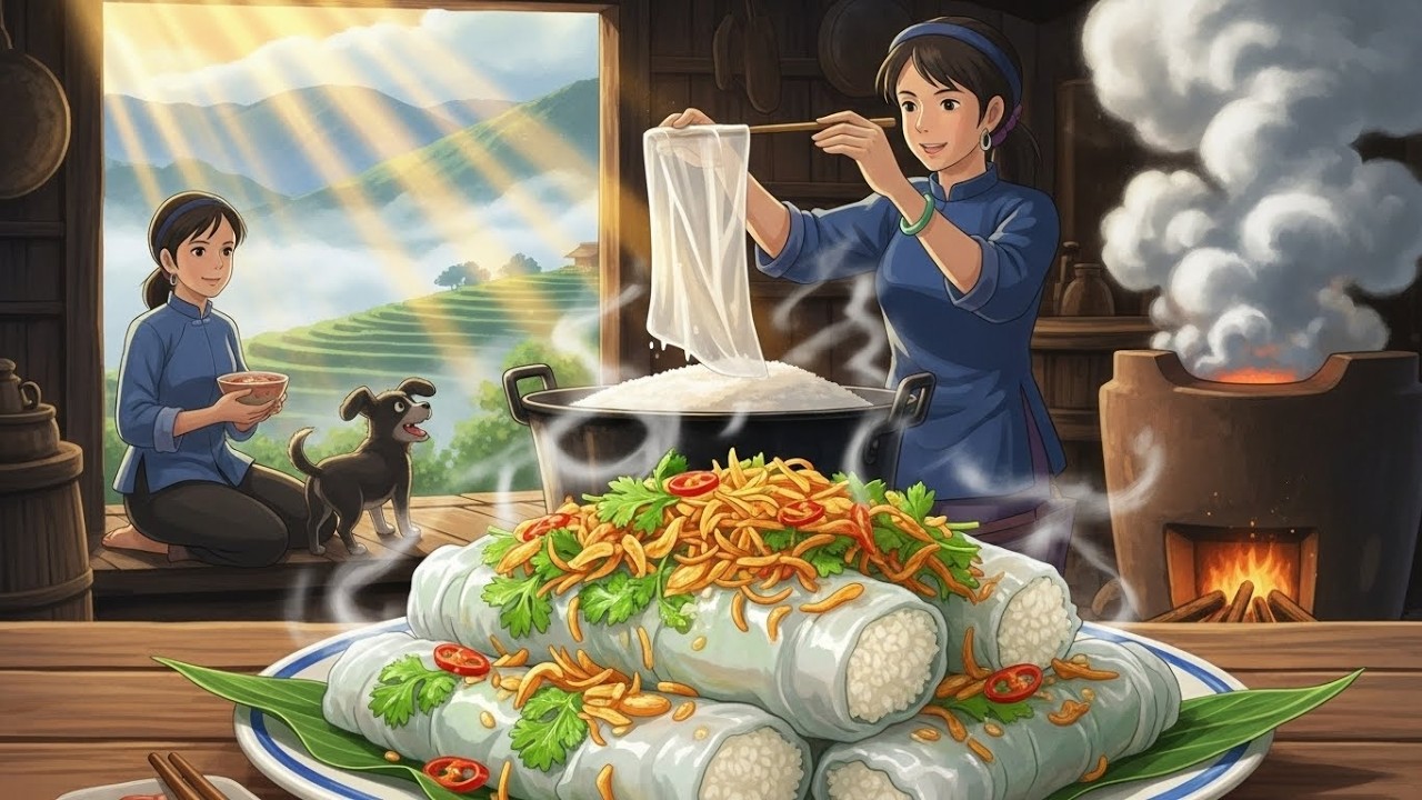 The Art of the Rice Roll | Ghibli-Style Slow Living in Vietnam | Ghibli-Style Cooking