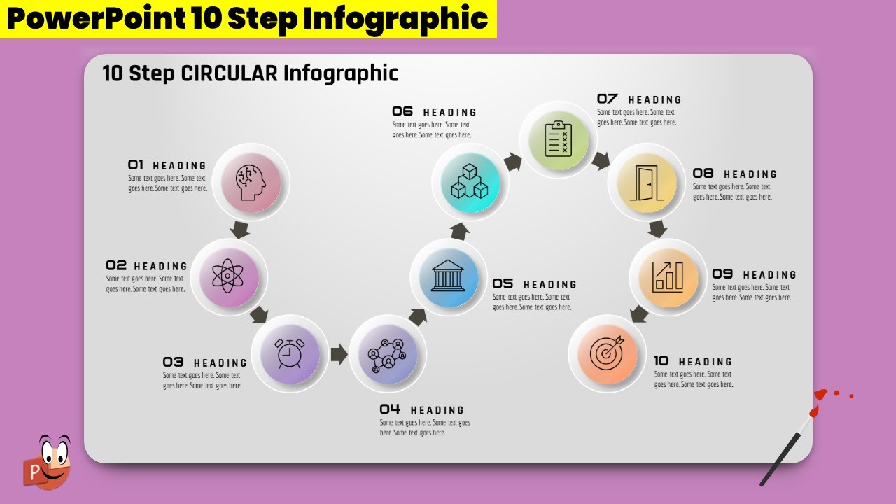 6.PowerPoint 10 Step Infographic | Business Slide | Graphic Design | Free Template