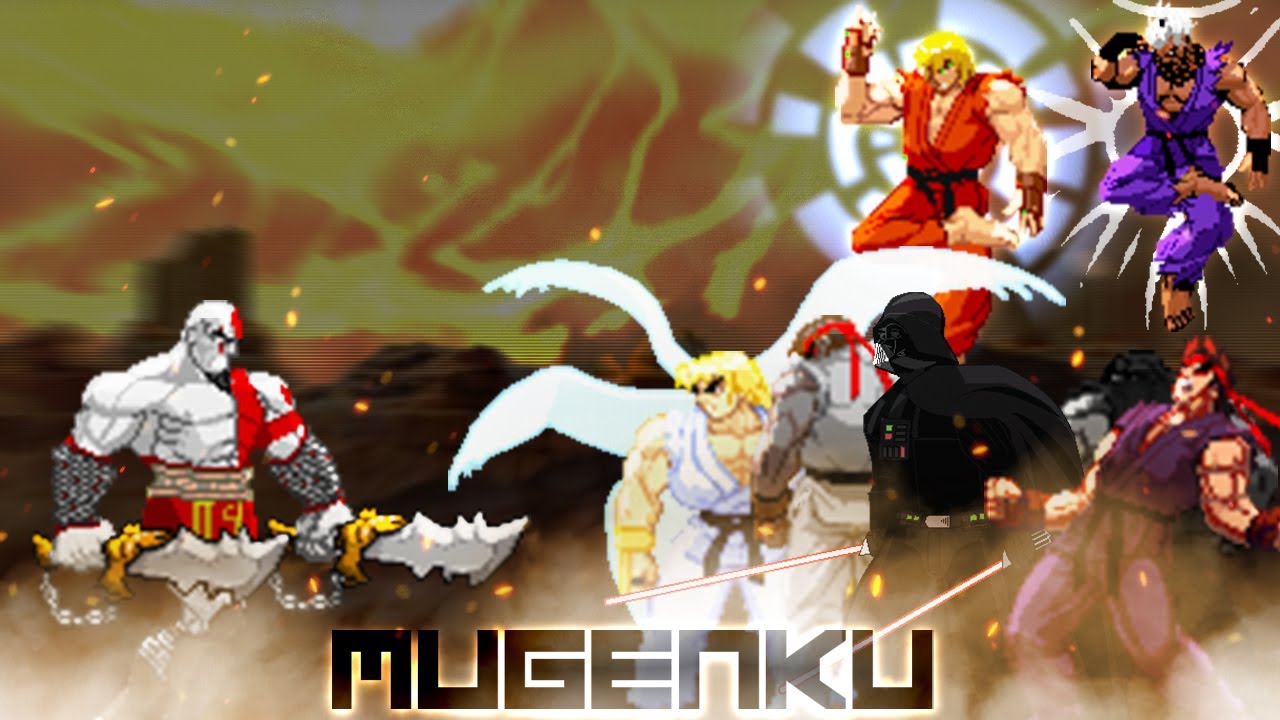 God of War Kratos vs Gods Team! ft Angel Ken, God Ryu, God Akuma, Darth Vader! Street Fighter MUGEN
