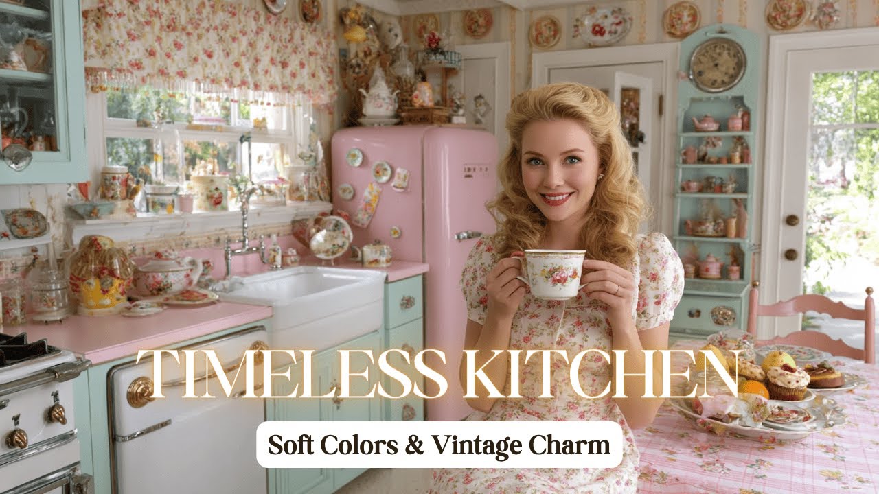 Timeless Soft Color Kitchen: Vintage Accents for Elegant & Modern Charm