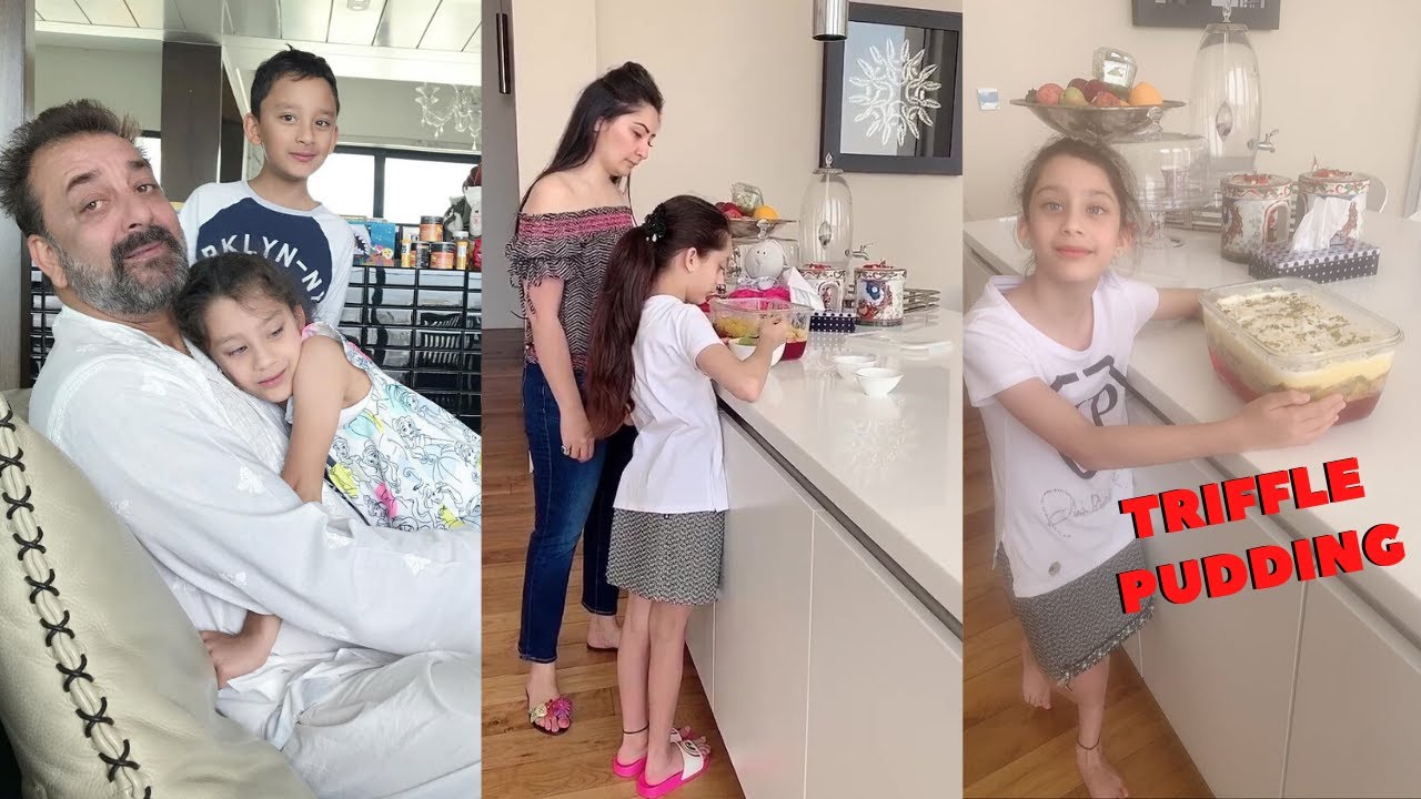 Sanjay Dutt’s daughter Iqra Dutt making pudding with Mom Manyata Dutt in lockdown | Shahraan Dutt