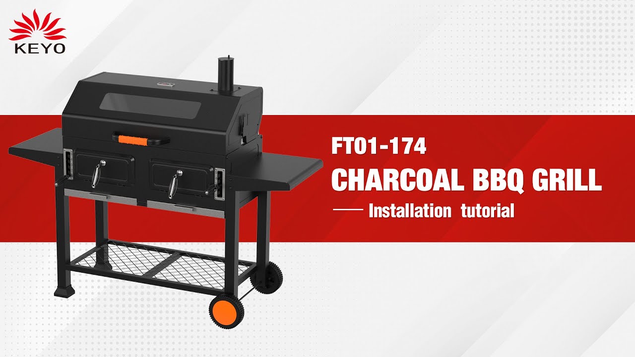 KEYO FT01 - 174 Charcoal BBQ Grill Installation Tutorial | Easy 3D Animated Setup Guide