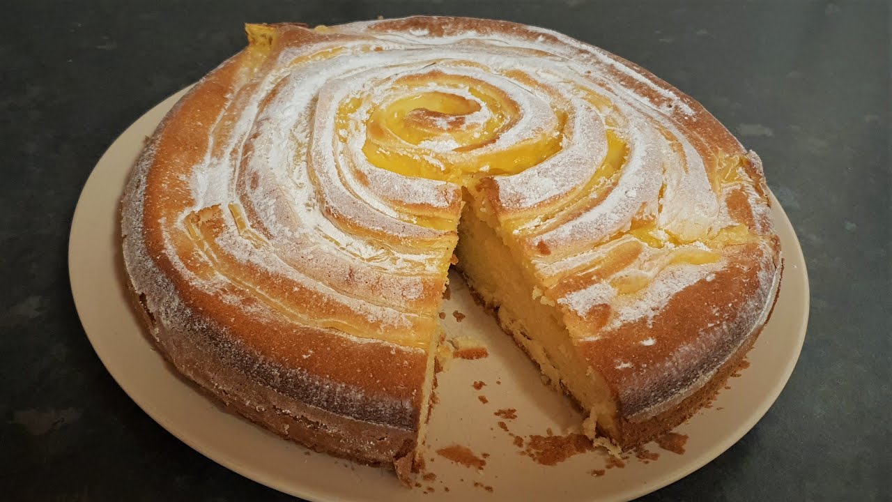Easy custard cake - كيكة الكاسترد الحلزونية بمذاق العسل سهلة و سريعة  -  gateau au creme patissiere