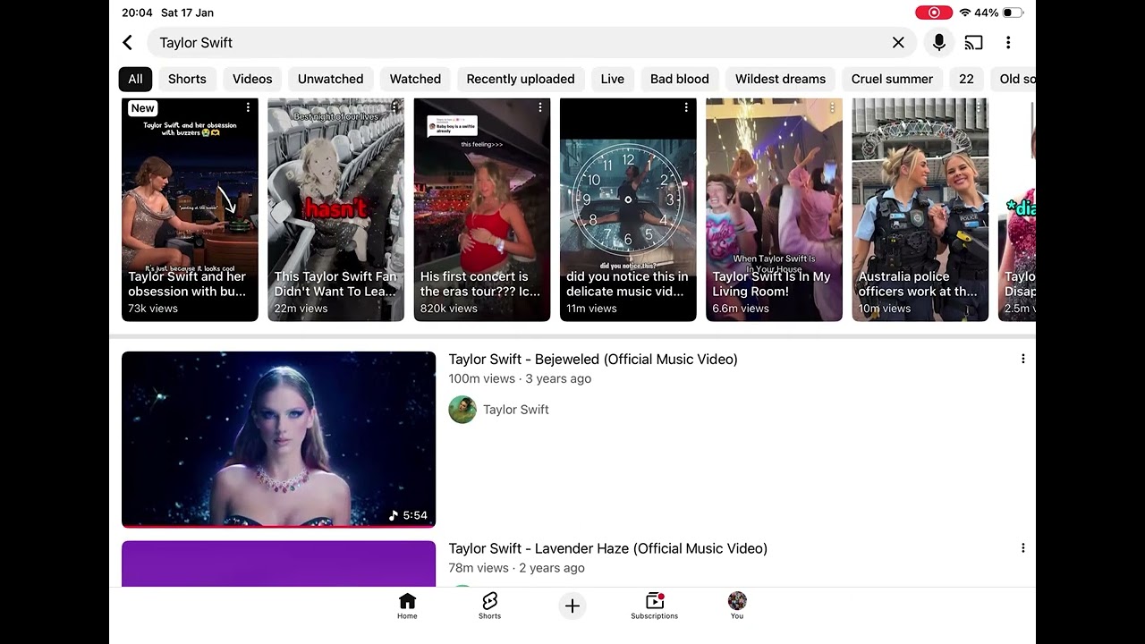 When you search on Yt Taylor Swift #viral #taylorswift #swiftie