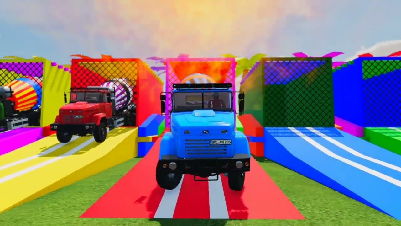 Colorful Truck Garage – ALL Mixer Trucks with Double Flatbed Trailers | FS22