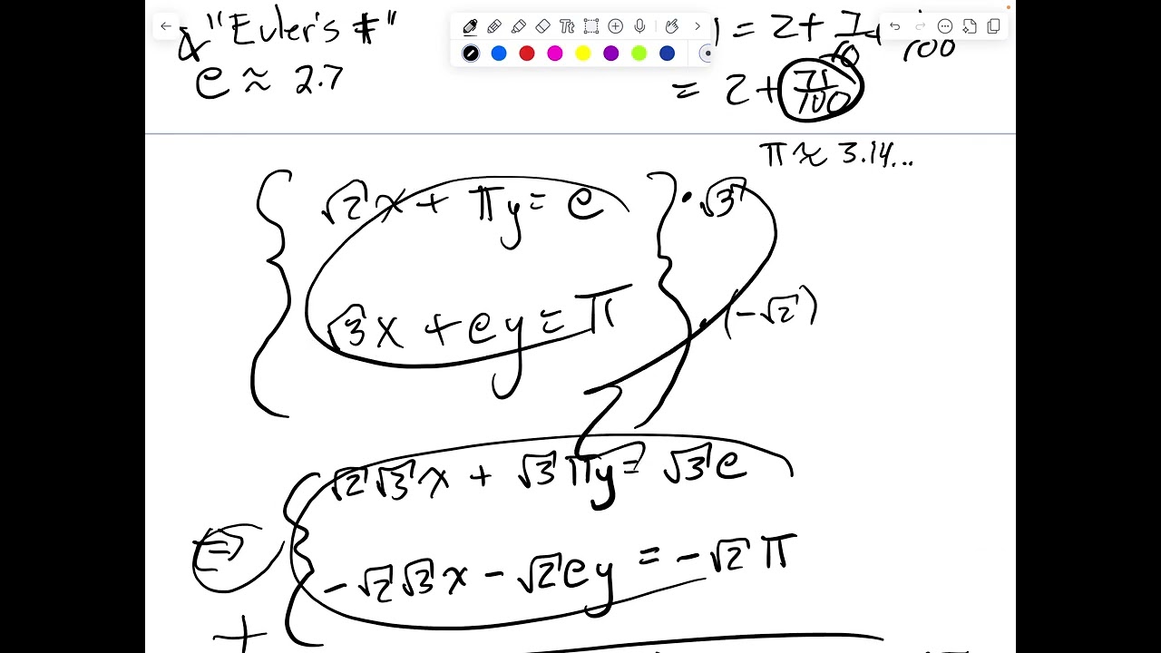 Solving Systems of Linear Equations in Two Variables - Part 3 (Irrational coefficients)