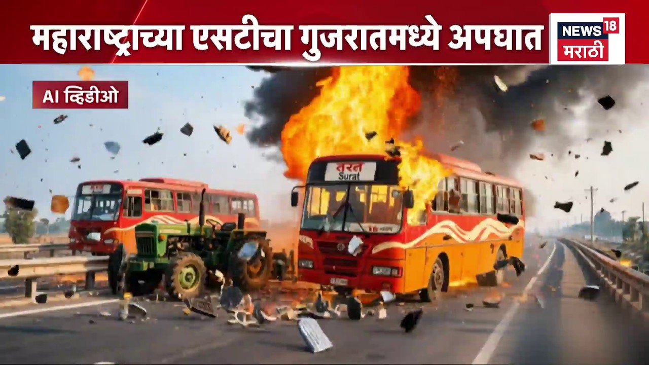 Surat ST Bus Accident | धुळे हायवेवर एसटी बसचा भीषण अपघात, 8 जणांचा होरपळून मृत्यू