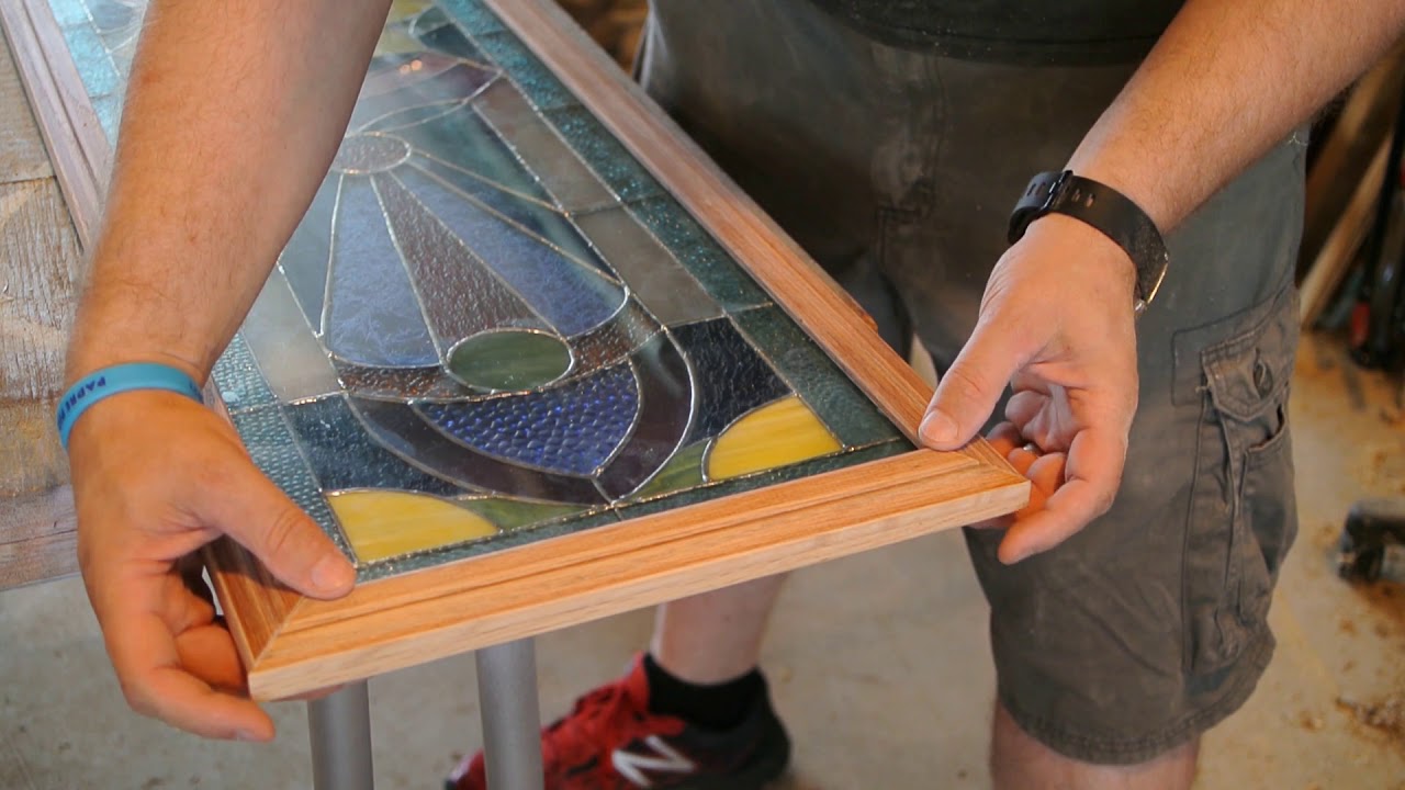 Final cutting and fitting of stained glass frame
