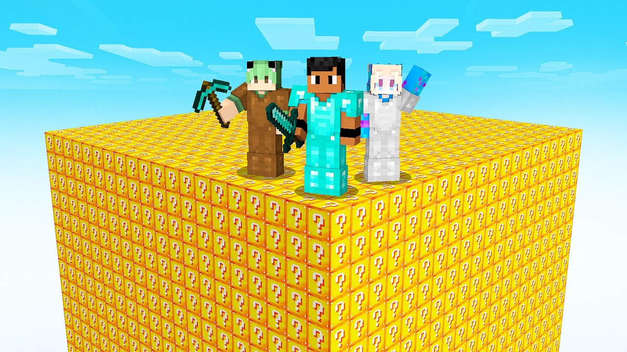 Cubão de LUCKY BLOCK em Trio no Minecraft!
