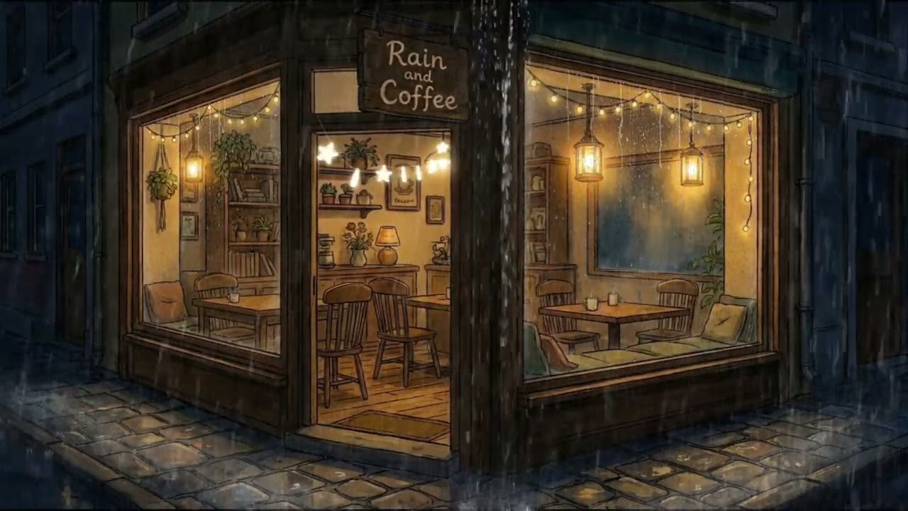 Cozy Ghibli Cafe in the Rain ☕🌙 Soft Piano Music for Sleep – Drift Off Quickly