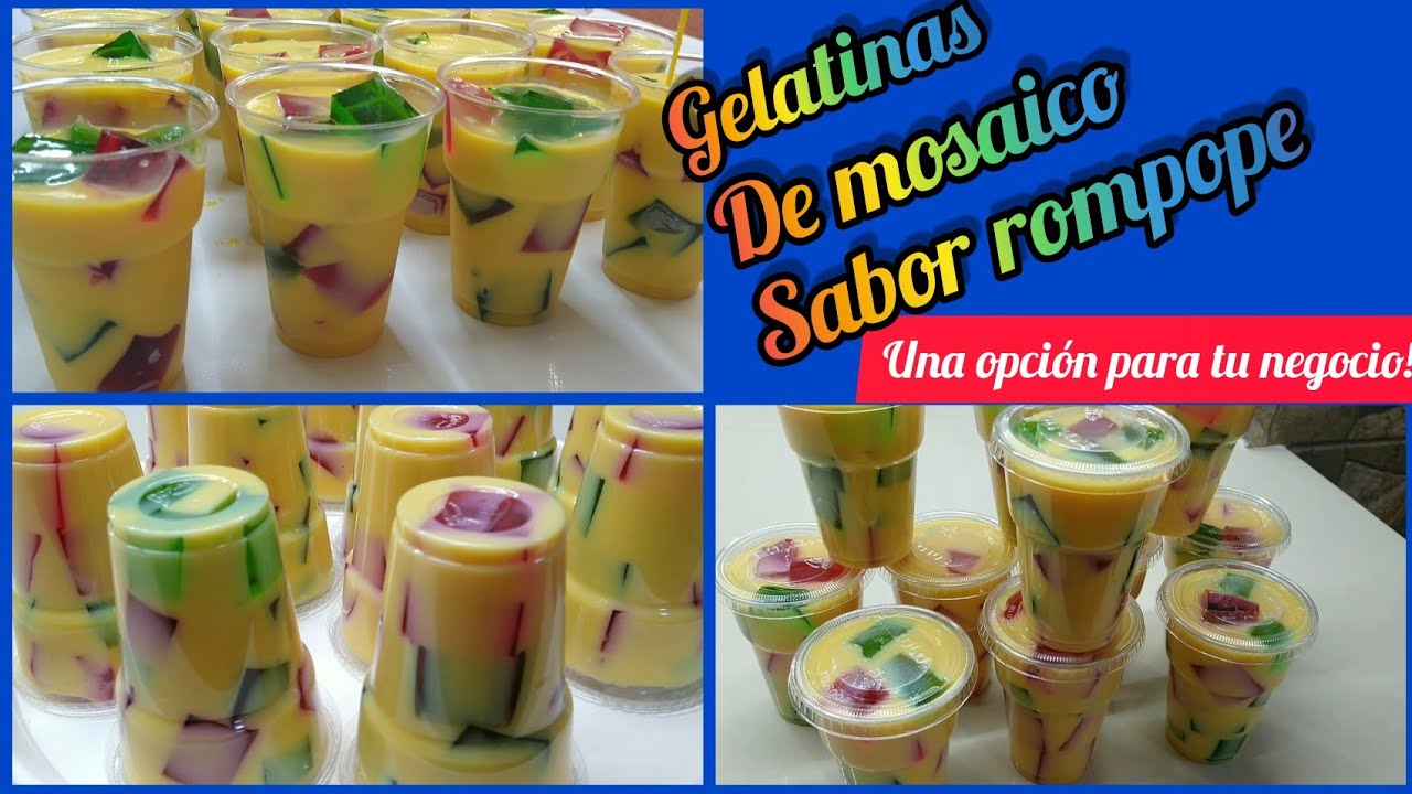 DELICIOSAS GELATINAS DE MOSAICO SABOR ROMPOPE, EN VASO./ PERFECTAS PARA NEGOCIO!!