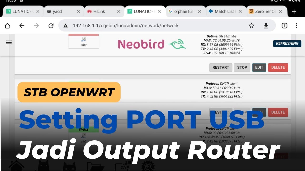 SETTING INTERFACE PORT USB STB JADI OUTPUT KE RUTER