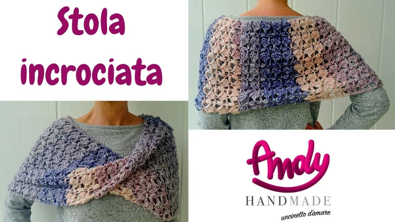 TUTORIAL Stola incrociata Scaldacuore ad incrocio uncinetto facile