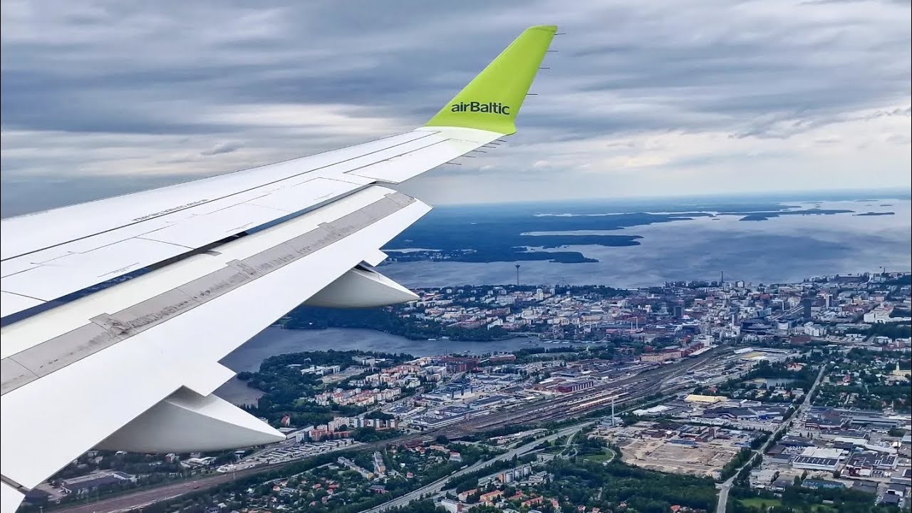 airBaltic Airbus A220-300 landing to Tampere (TMP/EFTP)
