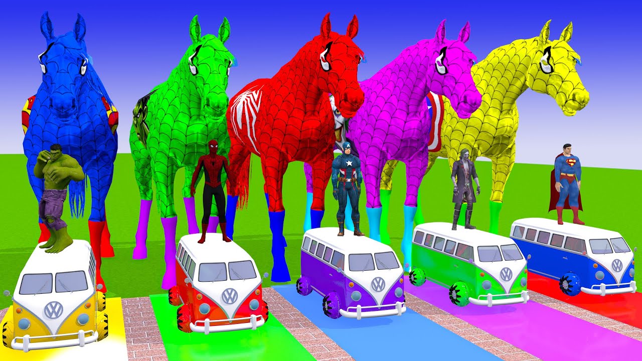 Long Slide Game With Cow Elephant Gorilla Hippopotamus Tiger - 3d Animal Game - Funny 3d Animals