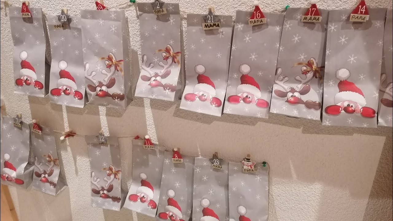 Selbstgemachter Adventskalender mit bemalten Steinen und Kugeln♡🎄