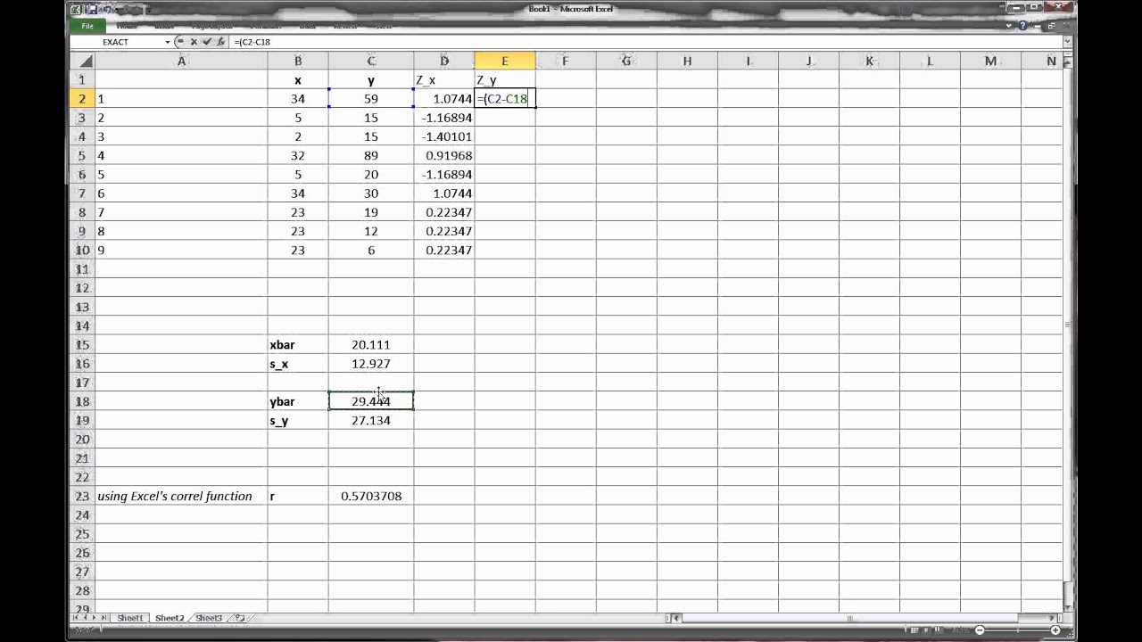 Excel - Коэффициент корреляции: быстро и вручную