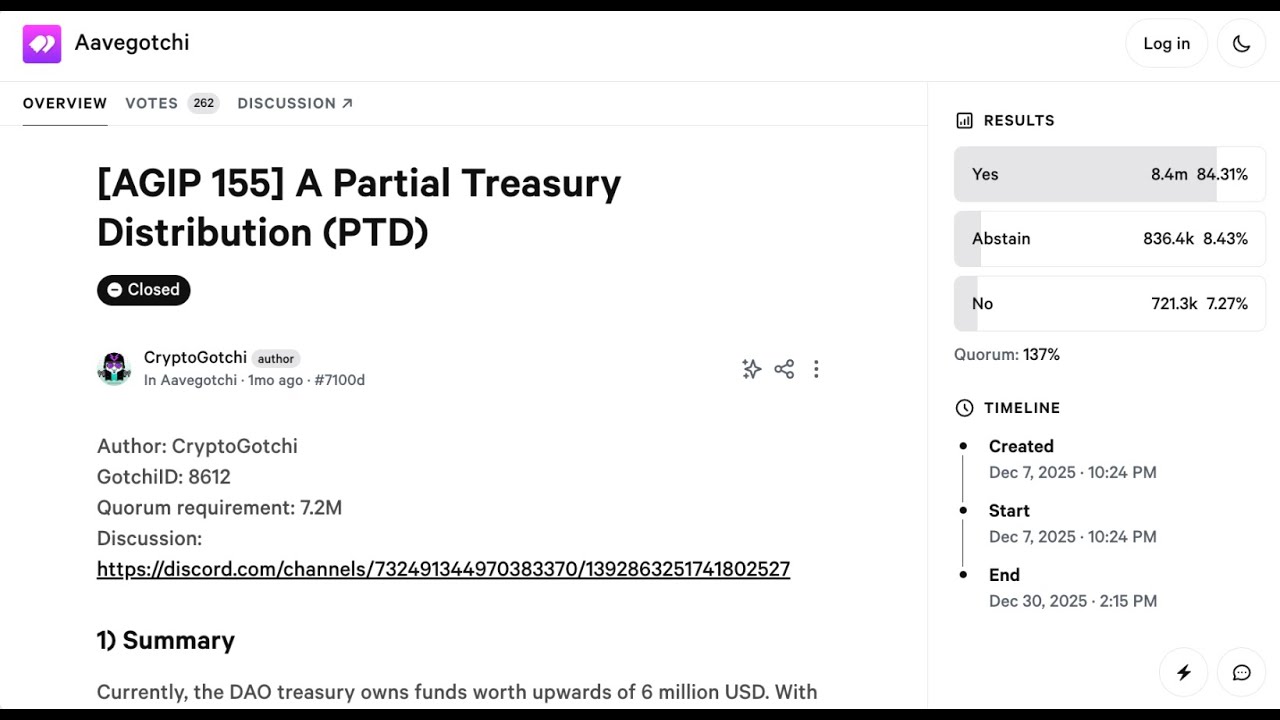 Best Practices for the Partial Treasury Distribution : Aavegotchi DAO Call